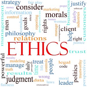 Ethics word concept illustration